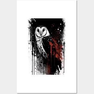 Barn Owl Ink Painting Posters and Art